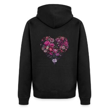 Mode trendy cool vogue girly style frauen herz - Unisex Premium Bio Zip Hoodie - Schwarz - Hinten - Nico (187cm)