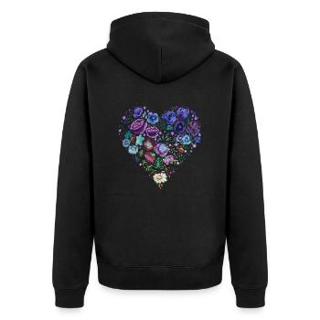 Mode trendy cool vogue girly style frauen herz - Unisex Premium Bio Zip Hoodie - Schwarz - Hinten - Nico (187cm)