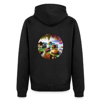 Paradis des vacances Thaïlande - Veste à capuche bio Premium Unisexe - noir - Dos - Nico (187cm)