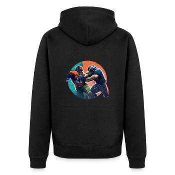 American Football - Spieler - Logo - Touchdown - Unisex Premium Bio Zip Hoodie - Schwarz - Hinten - Nico (187cm)