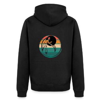 Baskische Pelota | Vintage Retro Basque Pelota - Unisex Premium Bio Zip Hoodie - Schwarz - Hinten - Nico (187cm)