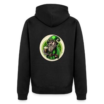 Saint Patrick's Day, viel Glück und Fest ! - Unisex Premium Bio Zip Hoodie - Schwarz - Hinten - Nico (187cm)