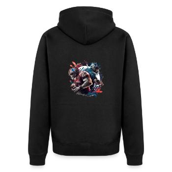 American Football - Spieler - Logo - Touchdown - Unisex Premium Bio Zip Hoodie - Schwarz - Hinten - Nico (187cm)