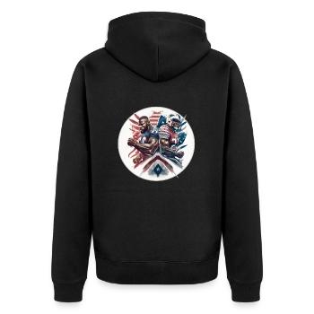 American Football - Spieler - Logo - Touchdown - Unisex Premium Bio Zip Hoodie - Schwarz - Hinten - Nico (187cm)
