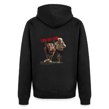 Pensioner Taurus Beat the Bull Gift - Unisex Premium Organic Zip Hoodie - black - Back - Nico (187cm)