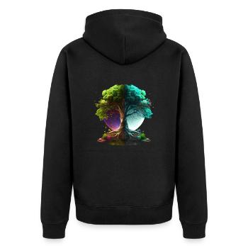 Der bunte Baum des Lebens, Symbol der Natur - Unisex Premium Bio Zip Hoodie - Schwarz - Hinten - Nico (187cm)