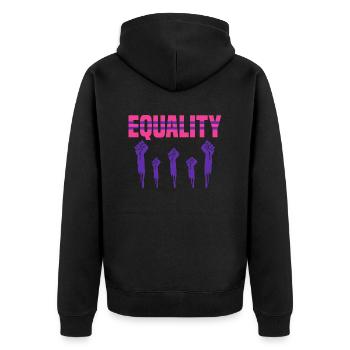 EQUALITY - Unisex Premium Organic Zip Hoodie - black - Back - Nico (187cm)