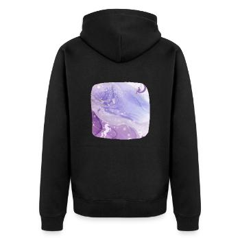 Zauberhaftes rosa Aquarell: Einhorn & Feen - Unisex Premium Bio Zip Hoodie - Schwarz - Hinten - Nico (187cm)