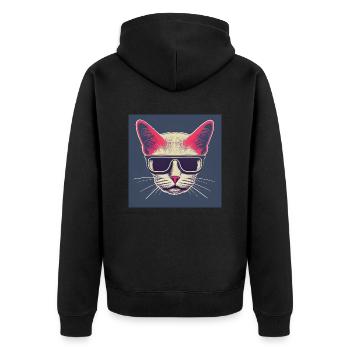 Cool cat with sunglasses - Unisex Premium Organic Zip Hoodie - black - Back - Nico (187cm)