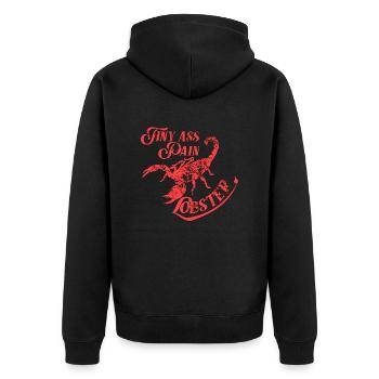 Scorpion Tiny Ass Schmerz Hummer Distressed - Unisex Premium Bio Zip Hoodie - Schwarz - Hinten - Nico (187cm)