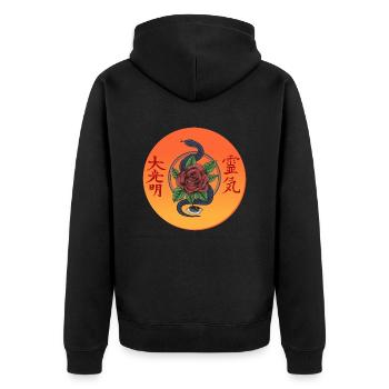 Snake Eye - Unisex Premium Bio Zip Hoodie - Schwarz - Hinten - Nico (187cm)