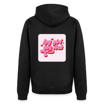 Hé fille, tu es rock - Veste à capuche bio Premium Unisexe - noir - Dos - Nico (187cm)