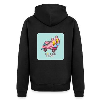 Rolling Flash - Unisex Premium Organic Zip Hoodie - black - Back - Nico (187cm)
