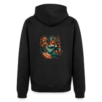 Fox Tattoo V2 Gift - Unisex Premium Organic Zip Hoodie - black - Back - Nico (187cm)