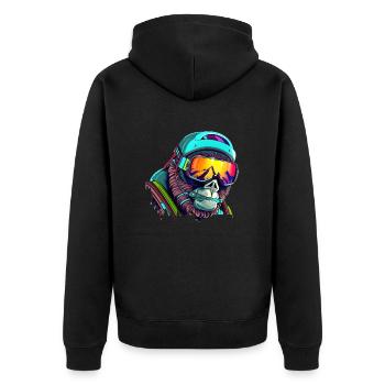 Cool gorilla skier - Unisex Premium Organic Zip Hoodie - black - Back - Nico (187cm)