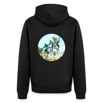 bmx T-shirt sticker - Unisex Premium Organic Zip Hoodie - black - Back - Nico (187cm)