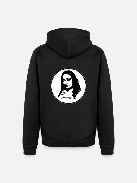 Yogananda Be Happy! - Unisex Premium Organic Zip Hoodie - black