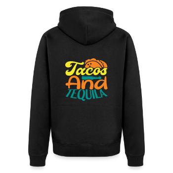Tacos And Tequila - Unisex Premium Bio Zip Hoodie - Schwarz - Hinten - Nico (187cm)