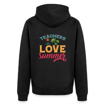 Teachers love Summer - Unisex Premium Organic Zip Hoodie - black - Back - Nico (187cm)