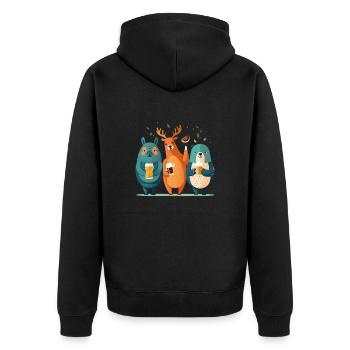 Drôle de fête des animaux de la forêt avec de la bière - Veste à capuche bio Premium Unisexe - noir - Dos - Nico (187cm)