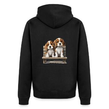 2 Beagles on Bank Gift - Unisex Premium Organic Zip Hoodie - black - Back - Nico (187cm)