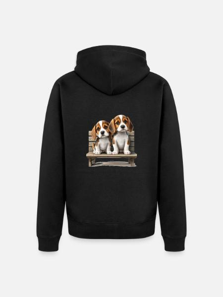 2 Beagles on Bank Gift - Unisex Premium Organic Zip Hoodie - black