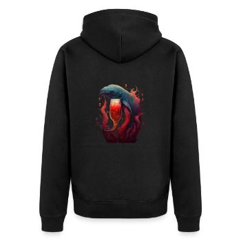 Cooles Motiv mit einem Meereslebewesen und Bier - Unisex Premium Bio Zip Hoodie - Schwarz - Hinten - Nico (187cm)