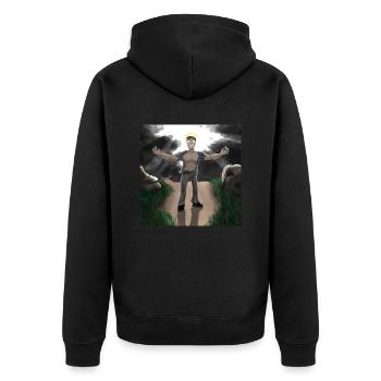 Top Quality Merch. - Unisex Premium Organic Zip Hoodie - black - Back - Nico (187cm)
