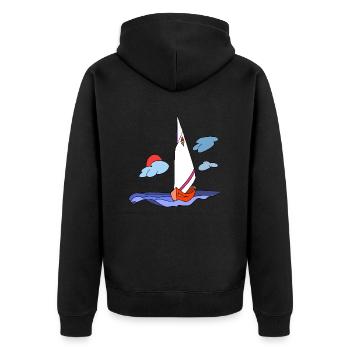Segelboot - Unisex Premium Bio Zip Hoodie - Schwarz - Hinten - Nico (187cm)