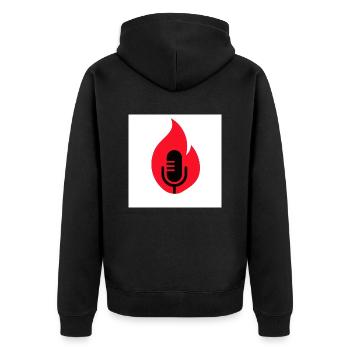 Brennendes Mikrophon - Unisex Premium Bio Zip Hoodie - Schwarz - Hinten - Nico (187cm)
