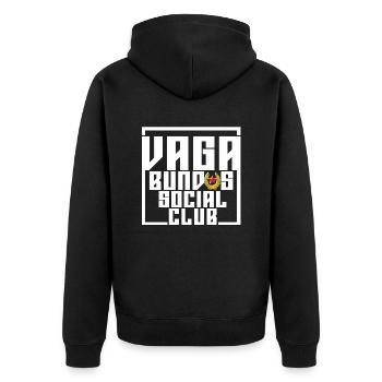 Vagabundos white - Unisex Premium Organic Zip Hoodie - black - Back - Nico (187cm)