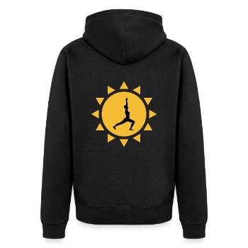 Yoga - Unisex Premium Bio Zip Hoodie - Schwarz - Hinten - Nico (187cm)
