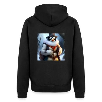 Penguin warriors in winter - Unisex Premium Organic Zip Hoodie - black - Back - Nico (187cm)