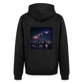Skyline Londres la nuit - Veste à capuche bio Premium Unisexe - noir - Dos - Nico (187cm)