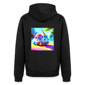 Unicorn Hamster Food - Unisex Premium Organic Zip Hoodie - black - Back - Nico (187cm)