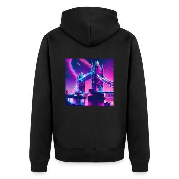 Skyline London Night 2 - Unisex Premium Organic Zip Hoodie - black - Back - Nico (187cm)