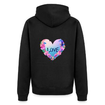 Fête des mères Mariage Fiançailles Love Saint-Valentin - Veste à capuche bio Premium Unisexe - noir - Dos - Nico (187cm)