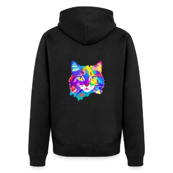 Kätzchen Hauskatze Katze Katzenhaar Haustier Kater - Unisex Premium Bio Zip Hoodie - Schwarz - Hinten - Nico (187cm)