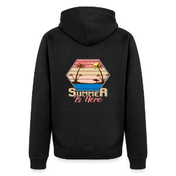 Summer is here - Unisex Premium Organic Zip Hoodie - black - Back - Nico (187cm)