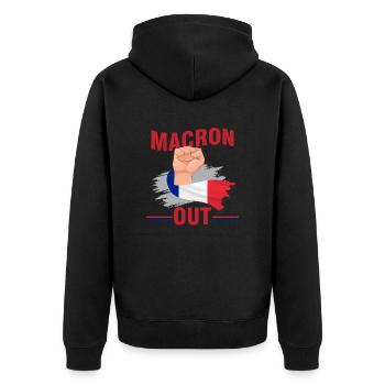 macron out Grève 2023 anti retraire à 64 ans - Veste à capuche bio Premium Unisexe - noir - Dos - Nico (187cm)