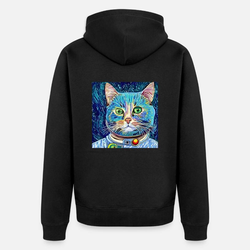 Chat astronaute van gogh - Veste à capuche bio Premium Unisexe - noir