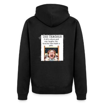 Lehrer Schüler Witz - Unisex Premium Bio Zip Hoodie - Schwarz - Hinten - Nico (187cm)