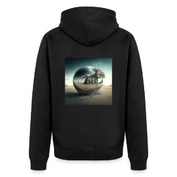 Paysage du monde n°3 - Veste à capuche bio Premium Unisexe - noir - Dos - Nico (187cm)
