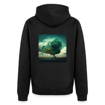 Zen-Baum Nr. 1 - Unisex Premium Bio Zip Hoodie - Schwarz - Hinten - Nico (187cm)