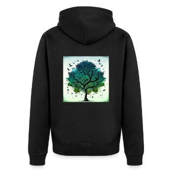 Zen-Baum Nr. 2 - Unisex Premium Bio Zip Hoodie - Schwarz - Hinten - Nico (187cm)