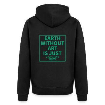 Earth without Art is just "EH" - Unisex Premium Bio Zip Hoodie - Schwarz - Hinten - Nico (187cm)
