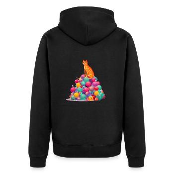 Katze Weihnachten Hauskatze X-Mas Kätzchen Kater - Unisex Premium Bio Zip Hoodie - Schwarz - Hinten - Nico (187cm)