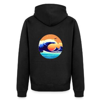 Surfer Surfbrett Surferin Wellenreiten surfen - Unisex Premium Bio Zip Hoodie - Schwarz - Hinten - Nico (187cm)