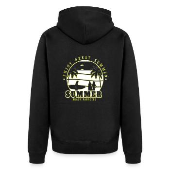 Neon Anime Retro Vintage Cool Pink NGE - Unisex Premium Bio Zip Hoodie - Schwarz - Hinten - Nico (187cm)