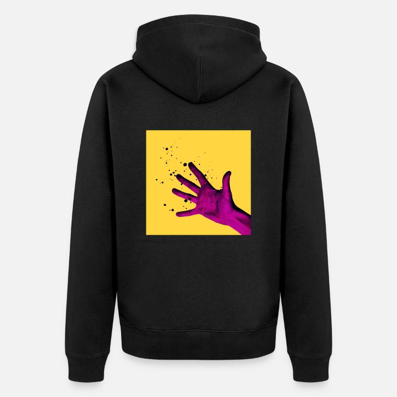 Main jaune - Veste à capuche bio Premium Unisexe - noir